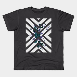 Floral Geometrical Black Rose Gothic Botanical Kids T-Shirt